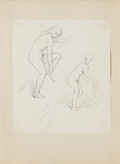 "Nude Figures" is an original drawing in tempera on paper, realized by Gabriel Guèrin. 