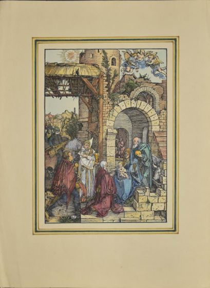 Life of the Virgin is an original reproduction watercolored of an original wood realized by Albrecht Dürer (Nuremberg, May 21, 1471 - Nuremberg, April 6, 1528)