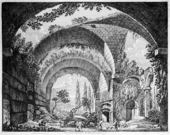 Luigi Rossini, Avanzi di una gran Sala Termale in Villa Adriana vicino a Tivoli. Rome, 1825