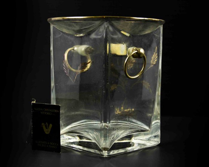 Vintage Glass and Brass Ice Container