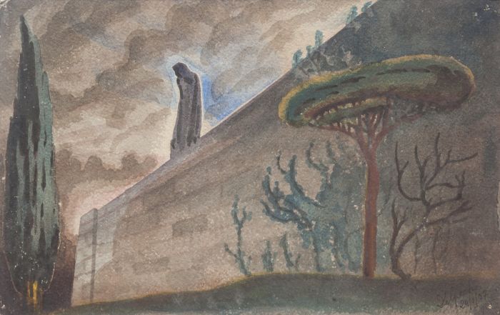 "Alegory" (1937) is an original drawing in watercolor on paper, realized by Jean Delpech (1916-1988). 