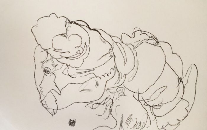 Edith Schiele mit Hund Lord by Egon Schiele - Modern Artwork