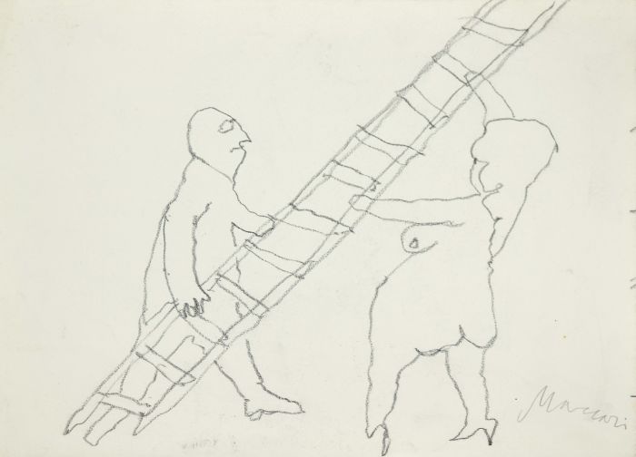 The ladder is an original modern artwork realized the 1985s by the Italian artist Mino Maccari (Siena, 1898 - Rome, 1989).
