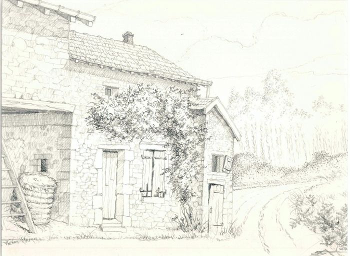 André Roland Brudieux - French Rural House - Modern Artwork