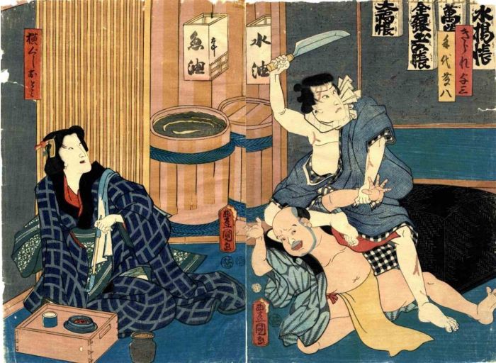 Utagawa Kunisada - Otomi Watches as the Thief Yosaburo - Modern Artwork