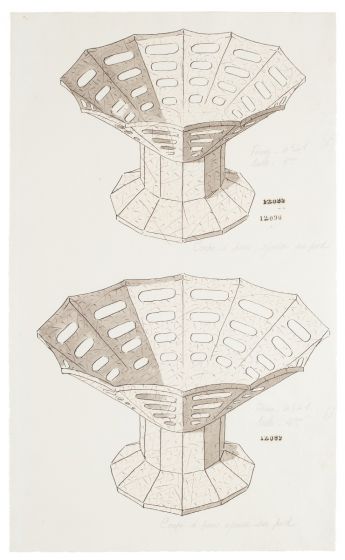"Cup"  is an original China ink and watercolor drawing on ivory-colorated paper by Anonymous French Artist of XIX Century.