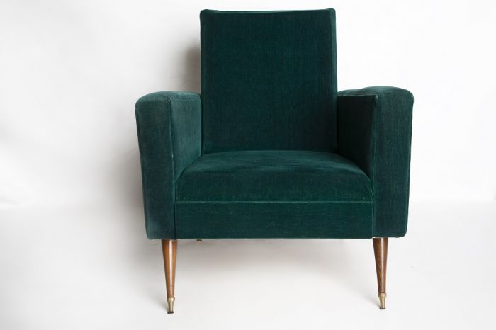 Couple of Green Velvet Armchairs - Design Furniture