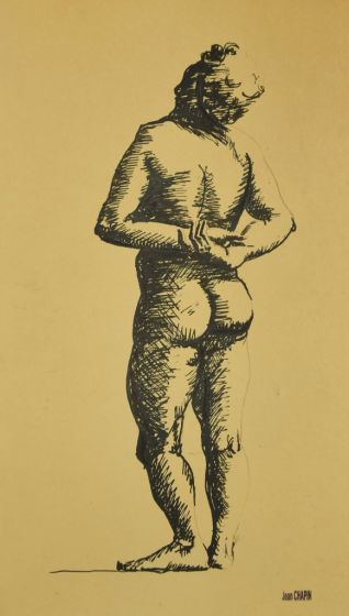 Nude Figure is an ink drawing on ivory-colored paper realized by Jean Chapin in the First Half 20th Century.