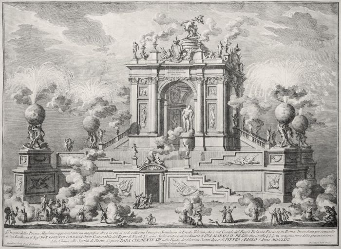 Giuseppe Vasi, Wonderful Arch with E. Tebano's Simulacrum, Etching, 1767.