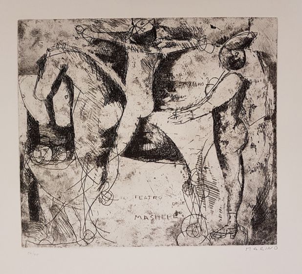 Marino Marini, Il Teatro delle Maschere, Etching, Aquatint, Drypoint, 1956, Modern Art, Artwork
