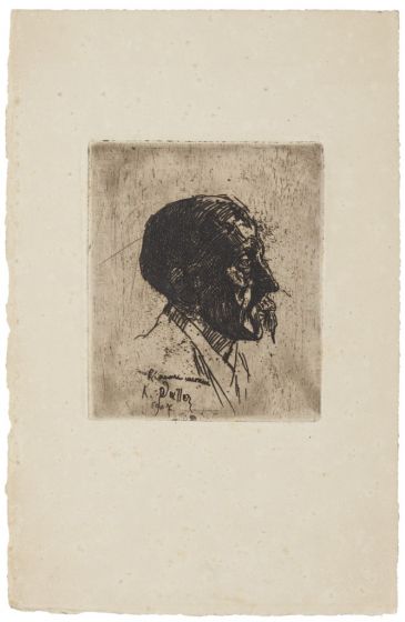 "Portrait" is an original print in etching on paper, realized by an Artist of XX Century. 
(Front Portait)
