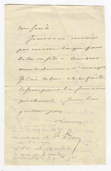 Autograph Letter by Alexandre Dumas fils