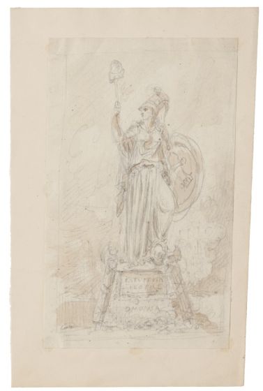 "Study for Monument" is an original drawing in tempera and watercolor on paper, realized by an Anonymous Artist of the XX Century .