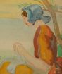 Woman at embroidery by Jean-Raym Delpech- Contemporary Artwork