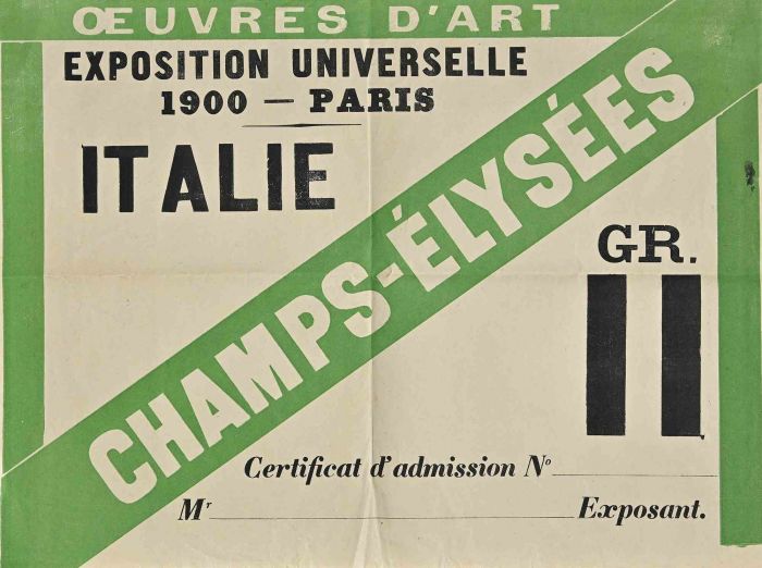 Certificate of Admission to the Universal Exhibition in Paris, 1900