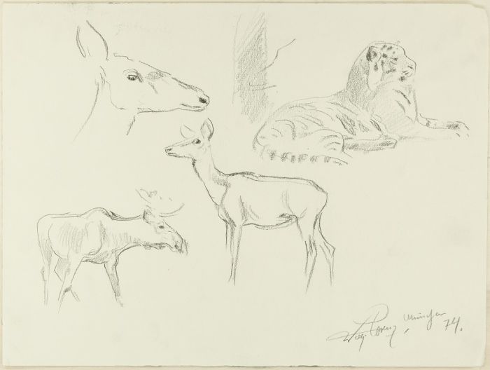 Study of animals by Wilhelm Lorenz - Modern Artwork