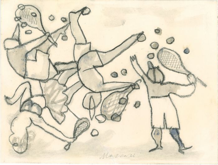 Tennis Player by Mino Maccari - Contemporary Artworks
