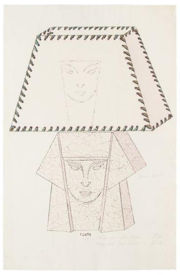 "Lamp"  is an original china ink and watercolor drawing on ivory-colorated paper by Anonymous Artist of XIX Century.