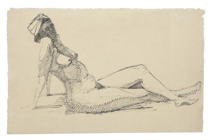 "Nude" is an original drawing in pen on paper, realized by an Anonymous Artist of the XX Century . 
