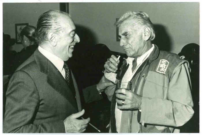 Vintage Photograph Of Leonard Bernstein And Francesco Siciliani , Composers
