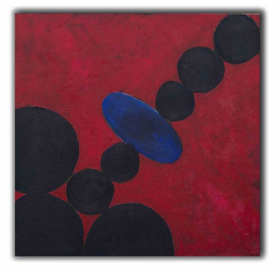 Red Composition with Circles