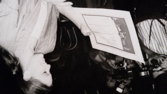 Portrait of Ornella Muti while Getting the "Donatello"