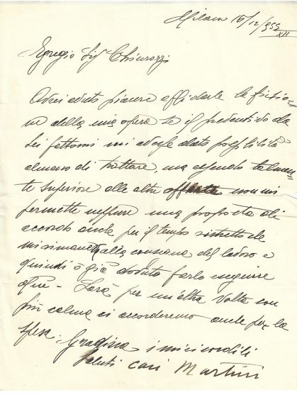 Autograph Letter by Arturo Martini - Manuscript
