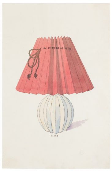 "Lamp"  is an original china ink and watercolor drawing on ivory-colorated paper by Anonymous Artist of XIX Century.