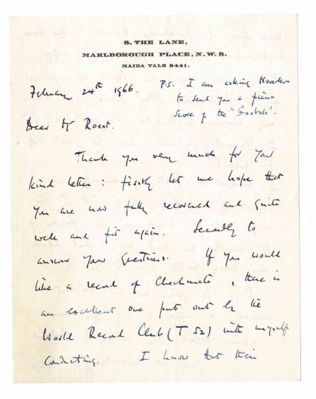 Autograph Letter by Arthur Bliss