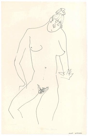 Sketched Female Nude by Alkis Matheos - Contemporary Artwork 