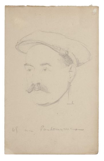 "Portrait"  is an original drawing in pencil on ivory-colored paper glued on ivory-colored cardboard, signed, on the back of the drawing, by Bernard Millerent.