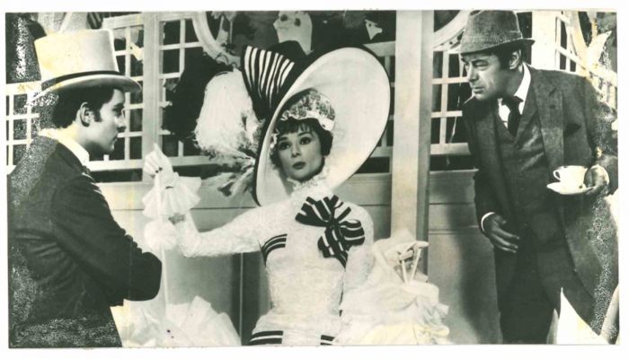 Audrey Hepburn and Rex Harrison on the set of "My Fair Lady"