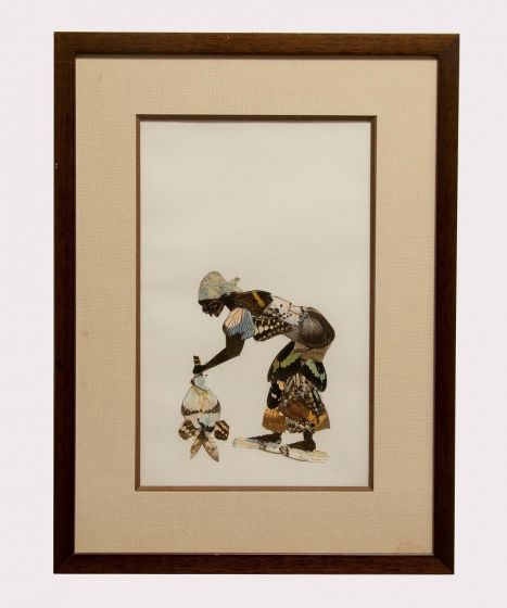 Papillon Woman Collage by Anonymous French -  Contemporary Artworks