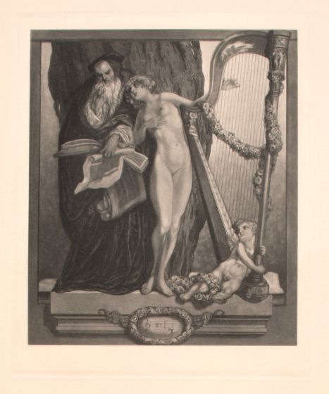 "Lockung"  is an original Black and white héliogravure on cream-colored cardboard realized by Choisy Le Conin, pseudonym of Franz Von Bayros (Agram, 1866 – Vienna, 1924).