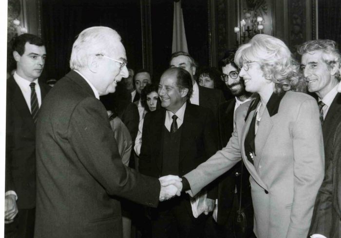 Monica Vitti with italian President Francesco Cossiga