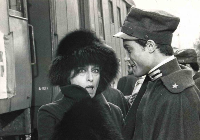 Vintage Portrait of Anna Magnani (Rai) and Gian Maria Volonté is a vintage b/w photographic print on single-coated paper realized by RAI prints.Anna Magnani and Massimo Ranieri (RAI)