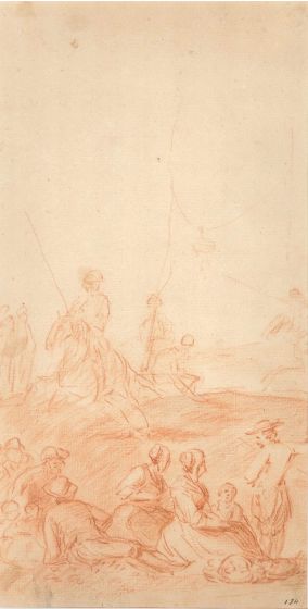 Resting on the Battlefield by Verdussen - Old Masters Original Drawing