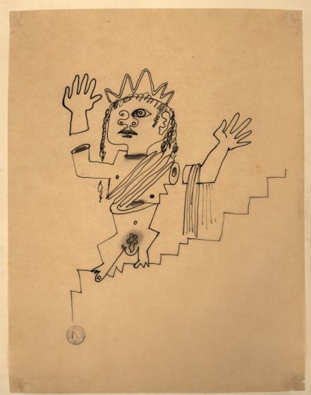 Jean Cocteau's China Ink From La Machine Infernale by Jean Cocteasu - Surrealist Artwork 