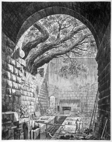 Luigi Rossini, Altra Veduta presa sotto il grand' Arco dell'interno dell'Emissario di Albano. Rome, 1825