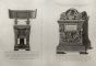 G.B.Piranesi, Prospetto della medesima sedia Curule, Urna ceneraria di marmo, ornata di finissimi intagli, 1778. G.B.Piranesi, Etching, Masks, Vase, Old Masters, Engraving, Neoclassicism, Roman fornitures, Antiquities, Rembrandt, Goya, Cavaliere, Francesc