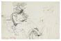 "Studies" is an original drawing in tempera and watercolor on paper, realized by an Anonymous French Artist of the XX Century .  (FRONT OF THE DRAWING)