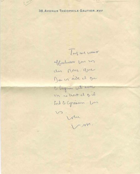 Autograph Letter by Francois Mauriac