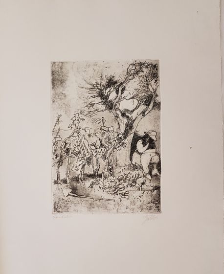 Franco Gentilini, Paesaggio con vite, Landscape with grapevine, Artist's Proof, Modern Art Artwork