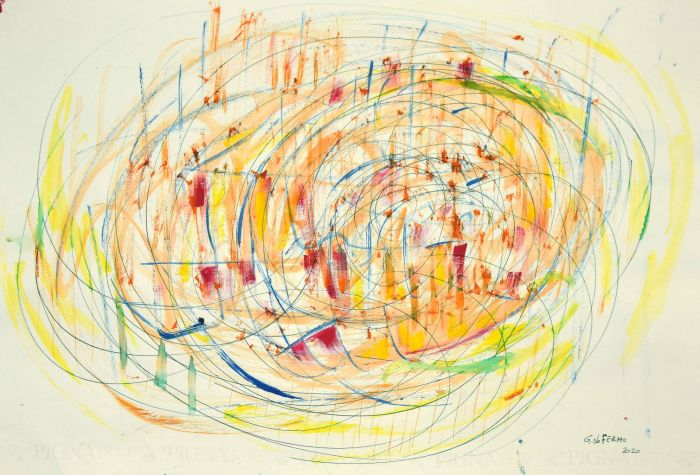 Geometrical Abstract Composition is an original contemporary artwork realized by the Italian artist Giorgio Lo Fermo (Messina, 1947) in 2020.