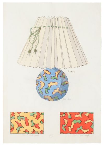 "Lamp and Decoration" 1890s  is an original watercolor drawing on ivory-colorated paper by Anonymous Artist of XIX Century.