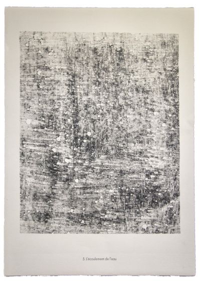 L'ecoulement is an original lithograph on watermarked paper "Arc". Abstract composition by the French artist Jean Dubuffet. From the album of "Eaux-Pierres Sabule" (1953-1959). In excellent conditions.
