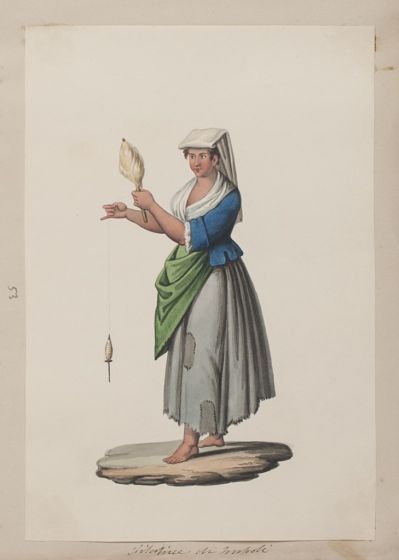 Pescatore Napoletano is an original gouache drawing on paper realized by Michela De Vito, Naples.