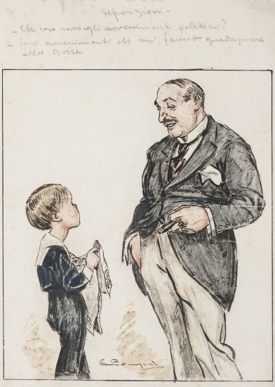  "Man and Child" by Luigi Bompard- Modern Artwork