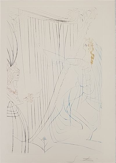 La Reine Iseult et sa fille, from "Tristan et Iseult", by Salvador Dalì, original print