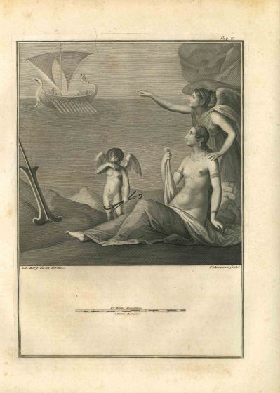 Odysseus Ship and Goddess on the Shore - Pietro Campana - Old Master's Artwork